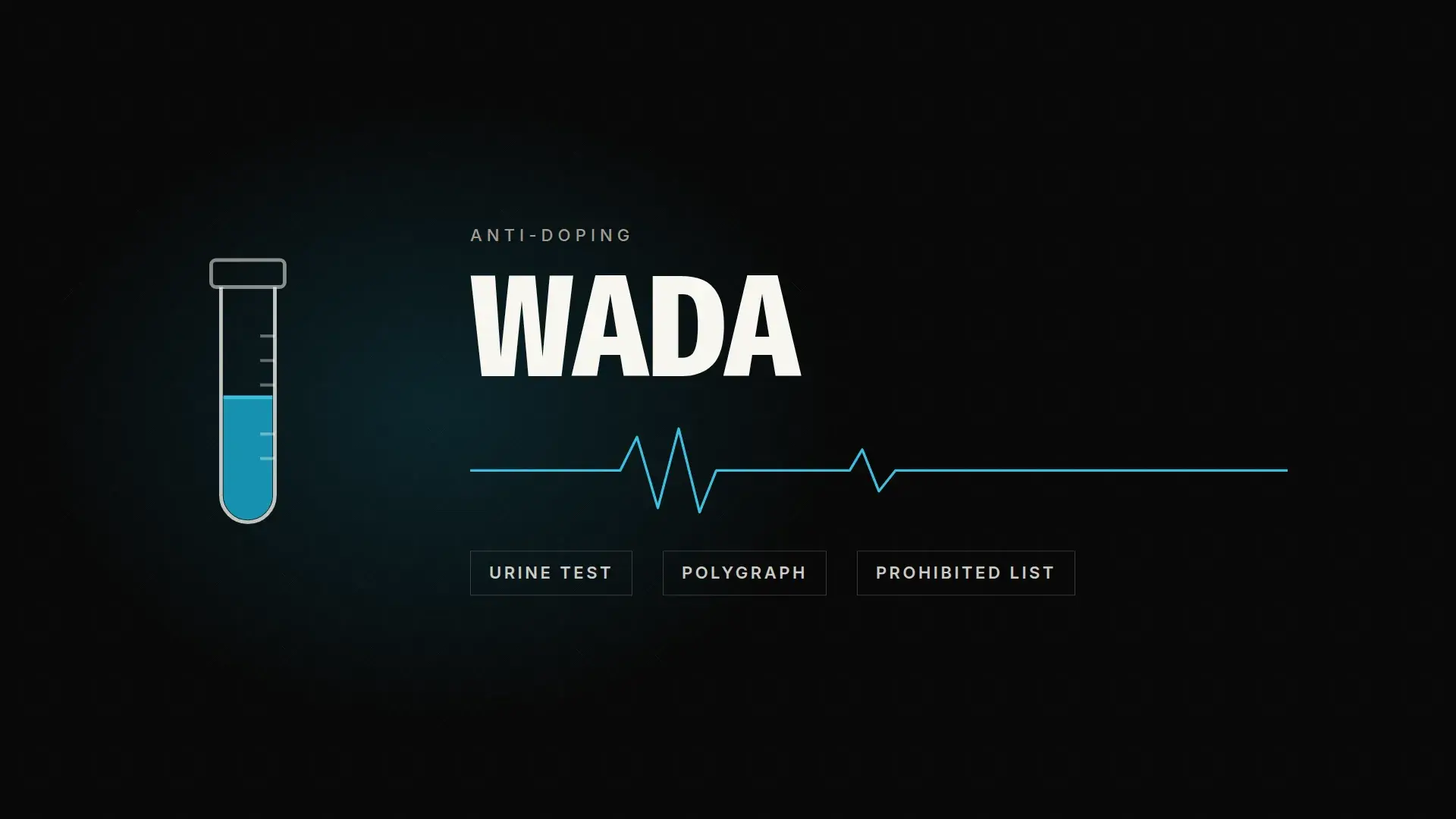 Пробирка и надписи WADA, анализ мочи, полиграф, запрещённый список